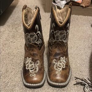 Shyanne Toddler Brown Embroidered Cowboy Boots